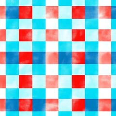 Fototapeta premium Abstract checkered pattern with red, blue, and white squares