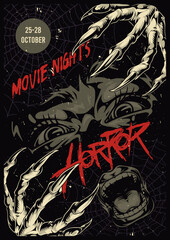 Obraz premium Horror movie night poster for late event