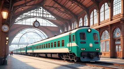 Obraz premium Cute charming train station scene concept for background