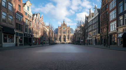 Obraz premium Amsterdam. Panoramic view of the historic city center of Amsterdam.