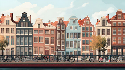 Obraz premium Amsterdam. Panoramic view of the historic city center of Amsterdam.