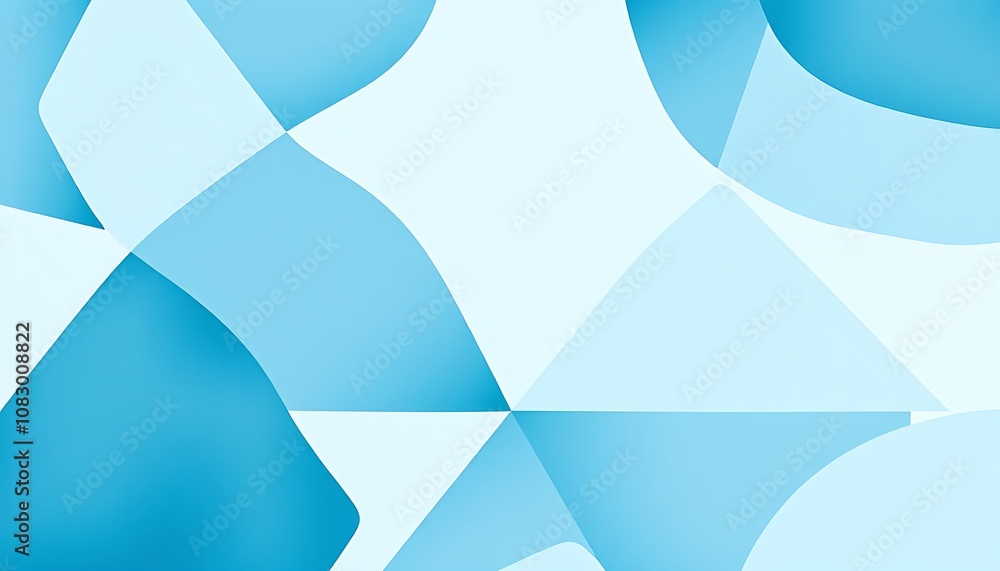 Poster wallpaper with abstract geometric shapes in subtle shades of blue and teal, featuring smooth gradien