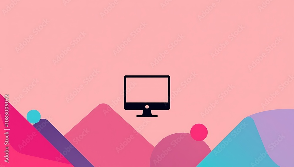 Poster minimalist computer-themed backgrounds featuring shapes.
