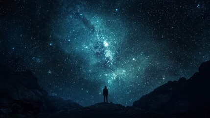Silhouette of a man gazing at the Milky Way