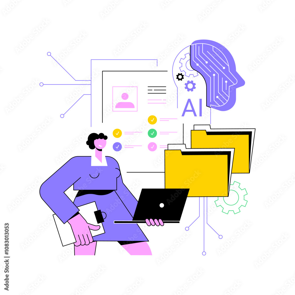 Poster ai-powered onboarding process abstract concept vector illustration.