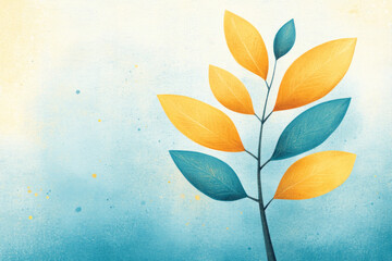 A minimalist illustration of colorful leaves on a soft background. Ideal for nature-themed or decorative designs.