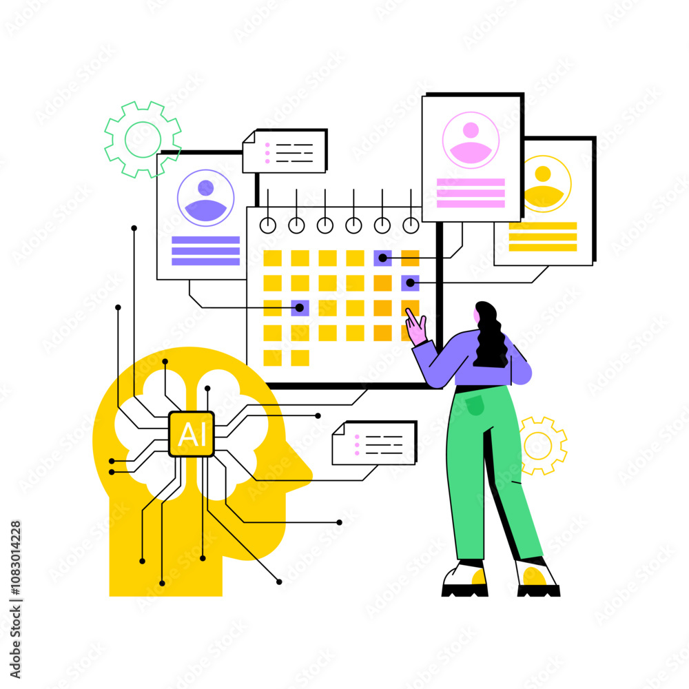Aufkleber ai-driven employee scheduling abstract concept vector illustration.