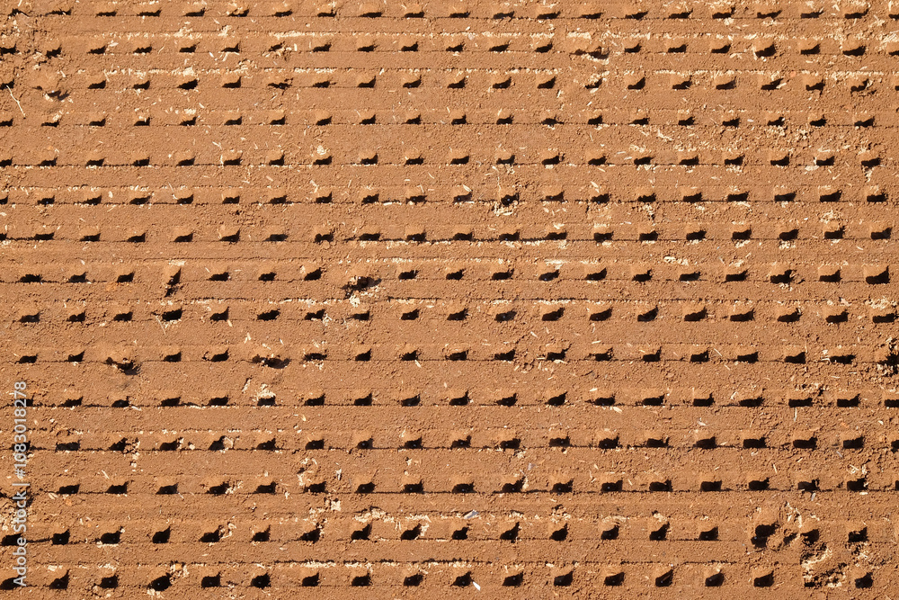 Poster checkered pattern of vegetable nursery plot. abstract shapes, patterns and textures of soil for nurs