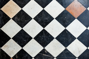 overhead view of black and white checkerboard pattern