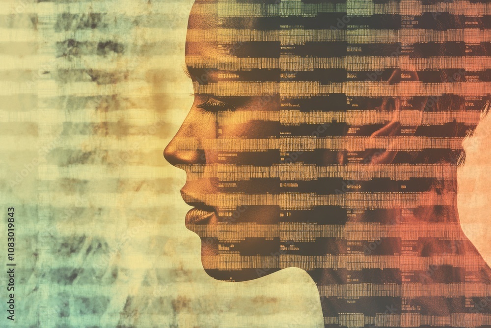 Aufkleber a composition reveals the connection between human identity and genetic code, showcasing dna symbols