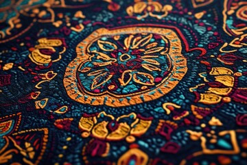 Naklejka premium Detailed shot of colorful paisley design, ideal for decorative uses