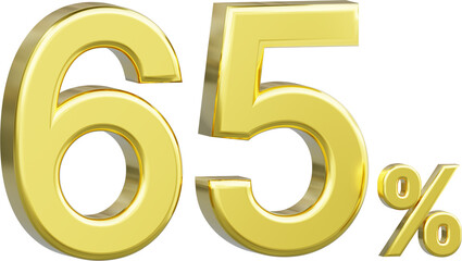 Gold Sale 65%, Golden Percent Off Discount Sign