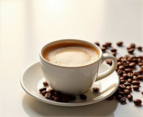 Obraz premium cup of hot coffee with foam,