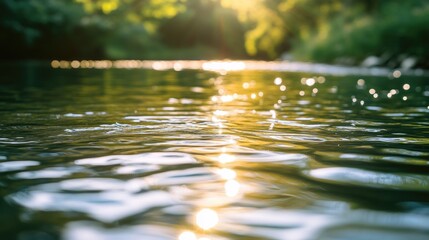 Fototapeta premium The sun's rays reflect off the surface of the water, creating a bright and clear view