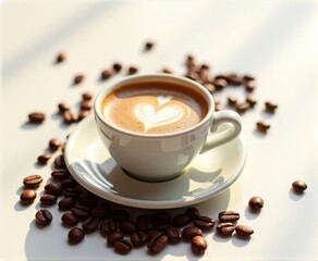 Obraz premium cup of hot coffee with foam,