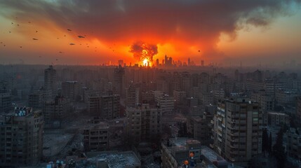 Fototapeta premium Dusk Chaos in Fiery Cities