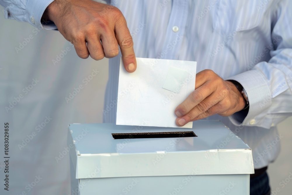 Poster a person placing a document into a file or archive
