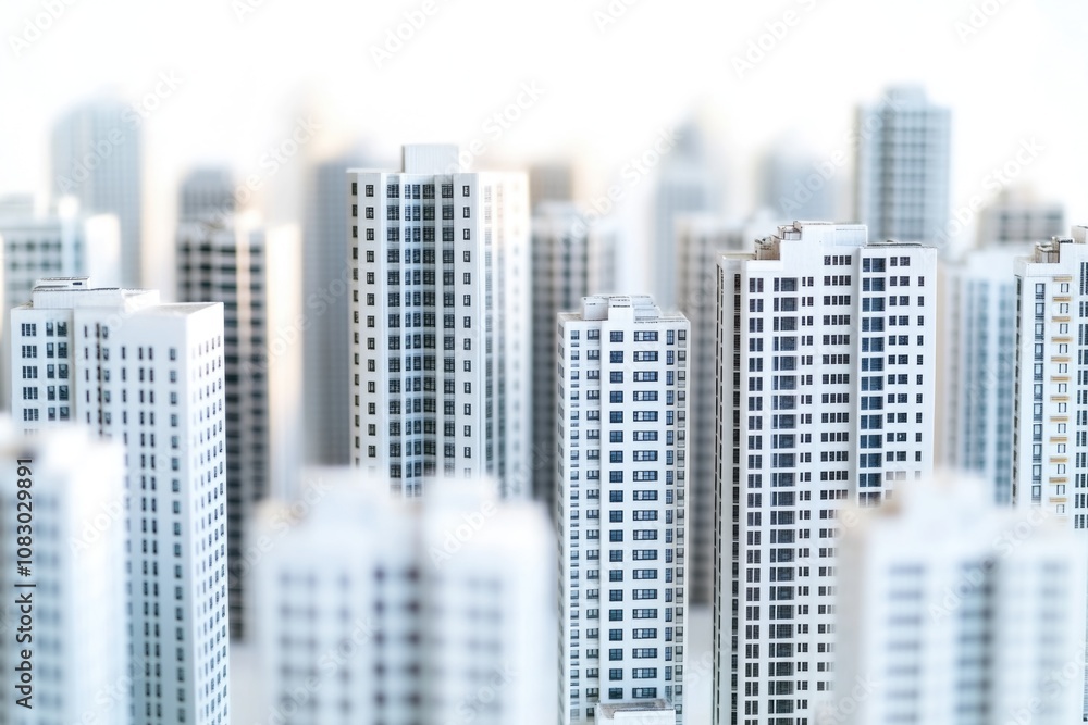 Poster urban architecture scene with multiple buildings in a metropolitan area