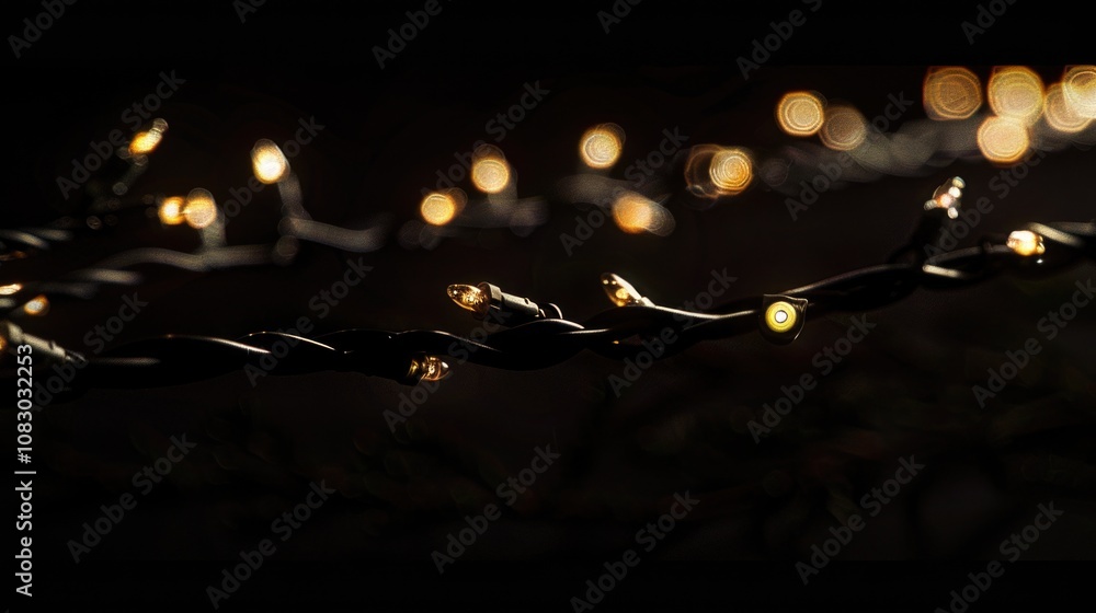Poster a close-up view of a string of lights