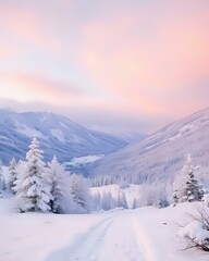 Obraz premium image d'un paysage de campagne sous la neige