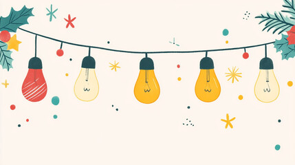 Festive String Lights  Holiday Bulbs  Christmas Decor  Winter Illumination