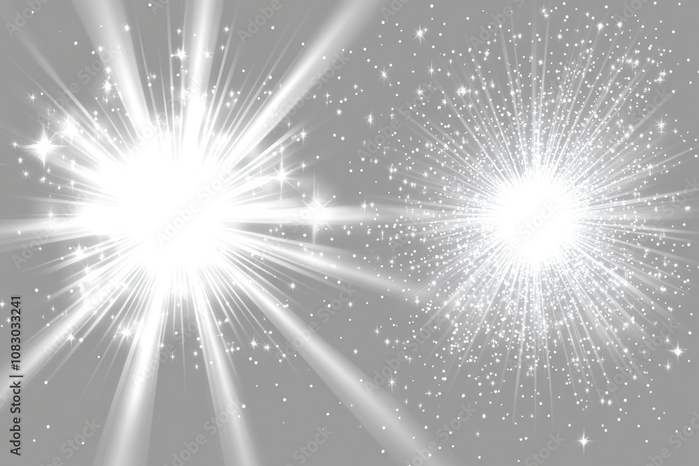 Aufkleber four different light effects on a neutral gray background, ideal for use in presentations or designs