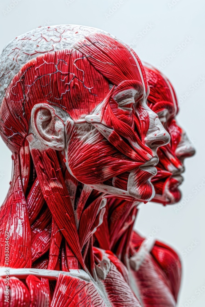 Poster a detailed view of a man's face with expression and features visible