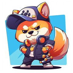 Cute 2D Shiba Inu Family