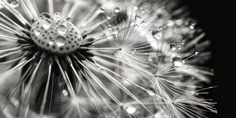 Obraz premium A single dandelion in black and white, a simple yet striking image
