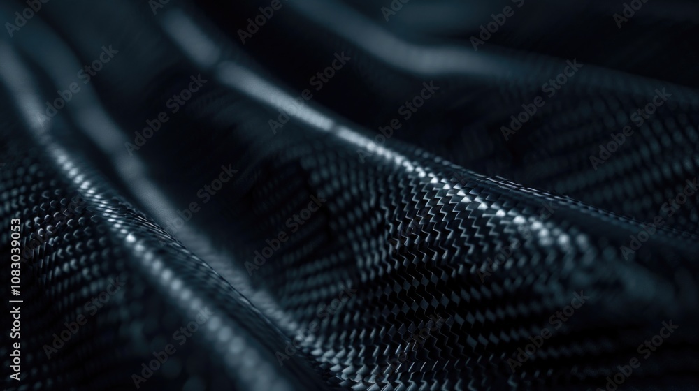 Poster high-quality image of a close-up view of a black fabric with intricate texture