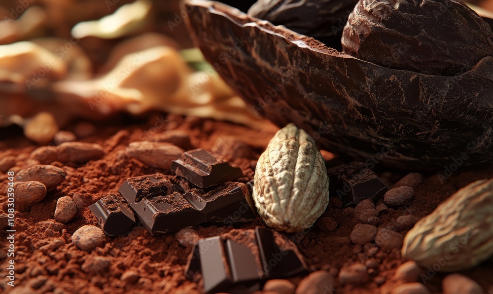Poster cocoa content illustrate the high cocoa content in dark chocolate
