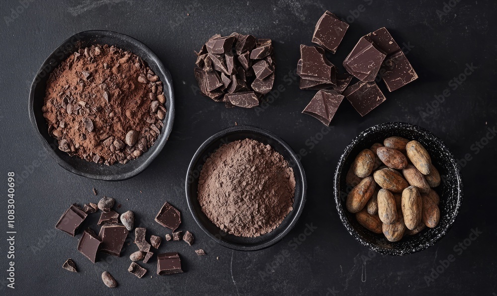 Poster cocoa content illustrate the high cocoa content in dark chocolate