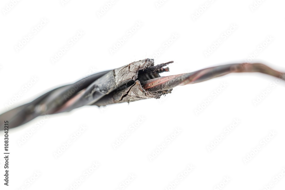 Poster a detailed view of a piece of wire on a white surface, ideal for use in technical or instructional c