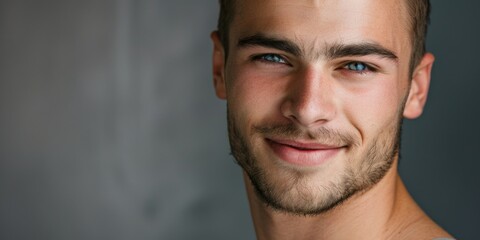 Fototapeta premium Close-up of a man brushing his teeth, showing oral hygiene habits