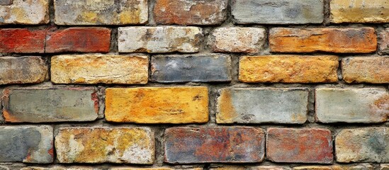 Obraz premium Vibrant colored brick wall texture perfect for creative backgrounds and artistic projects
