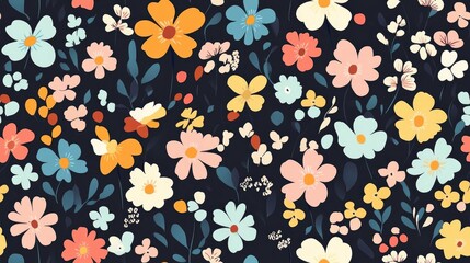 Motley illustration featuring small colorful flowers in a seamless design Elegant template suitable for fashion prints Raster pattern showcasing cute small flowers perfect for a spring floral back