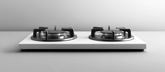 Two large electric burners and two smaller gas rings on a sleek white stove top modern kitchen appliance design