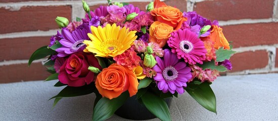 Obraz premium Vibrant assortment of colorful flowers arranged in a whimsical bouquet perfect for celebrating love and joy