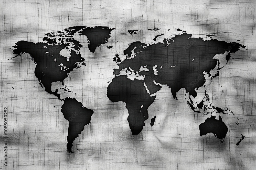 Poster a classic representation of the world in monochrome, ideal for use as a decorative element or to add