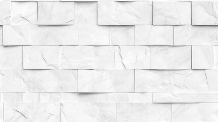 Block pattern of white stone cladding wall tile texture with seamless background