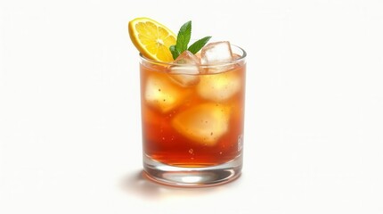 Long Island Iced Tea Cocktail Isolated on White Background Classic Mixed Drink