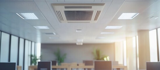 Fototapeta premium Ventilation system showcasing a modern air conditioning vent in a sleek office interior enhancing air quality and comfort