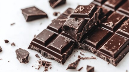Dark chocolate bar displayed against a white backdrop
