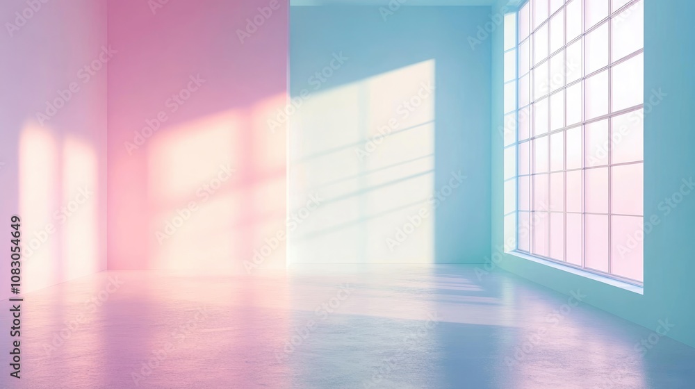 Poster abstract background of an empty room with soft pastel color tones