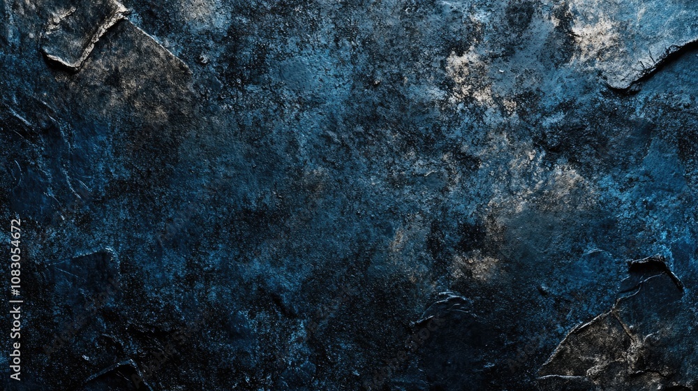Poster dark abstract texture featuring black and blue stone and concrete creating a panoramic background wi