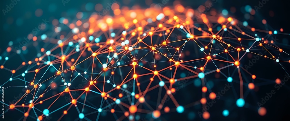 Poster vibrant neural network circuit art, binary connection design