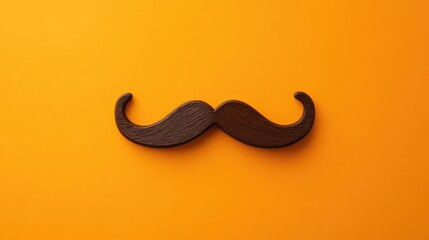Obraz premium Brown mustache featured on a vibrant orange backdrop with a minimalist design