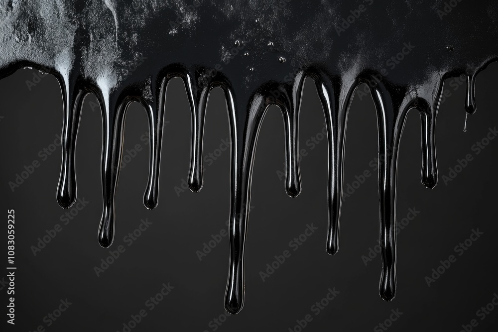Poster a close-up shot of a dripping object on a black background, ideal for use in designs where texture a
