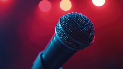 Obraz premium Close up of a microphone focused on a singing voice concept