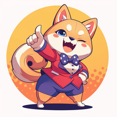 Cute 2D Cartoon Shiba Inu Family